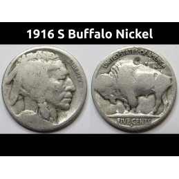 1916 S Buffalo Nickel - early date San Francisco Indian Head coin 