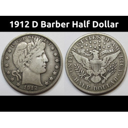 1912 D Barber Half Dollar -...