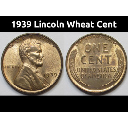 1939 Lincoln Wheat Cent - uncirculated American wheat penny coin
