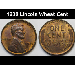 1939 Lincoln Wheat Cent - uncirculated American wheat penny