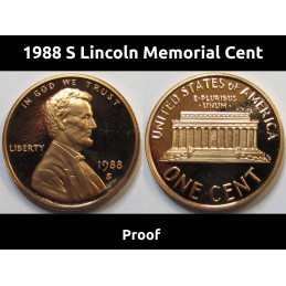 1988 S Lincoln Memorial Cent - deep cameo American proof penny