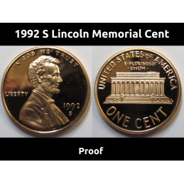 1992 S Lincoln Memorial Cent - flashy proof condition penny coin
