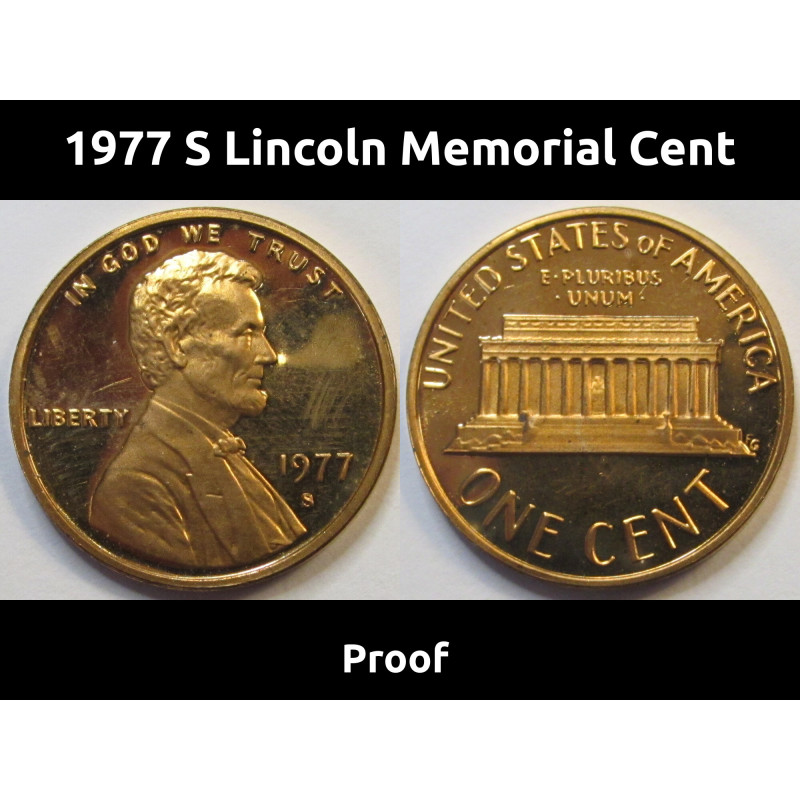 1977 S Lincoln Memorial Cent - flashy American proof penny coin