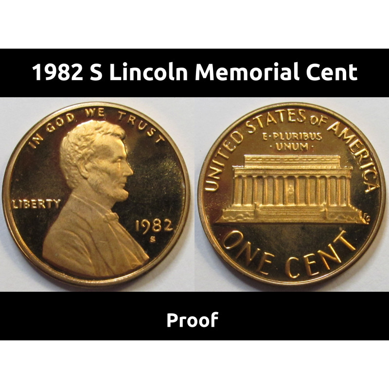 1982 S Lincoln Memorial Cent - transitional year reflective proof penny