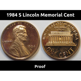 1984 S Lincoln Memorial Cent - reflective cameo proof condition penny