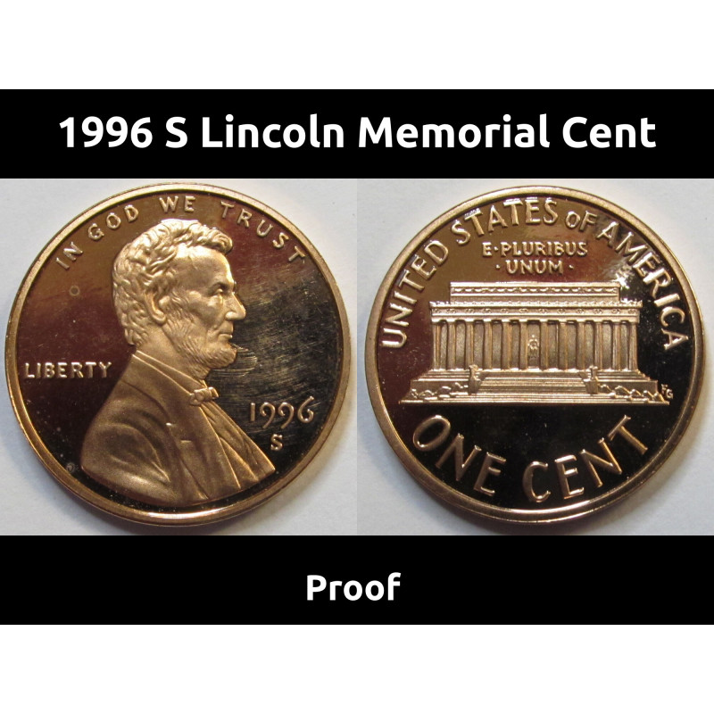 1996 S Lincoln Memorial Cent - nice condition American proof penny