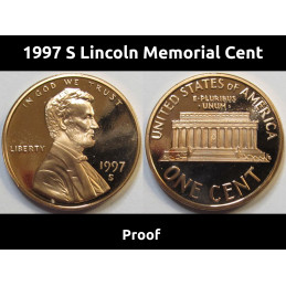 1997 S Lincoln Memorial Cent - deep cameo American proof penny