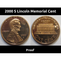 2000 S Lincoln Memorial Cent - flashy American proof penny