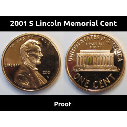 2001 S Lincoln Memorial Cent - flashy cameo American proof penny