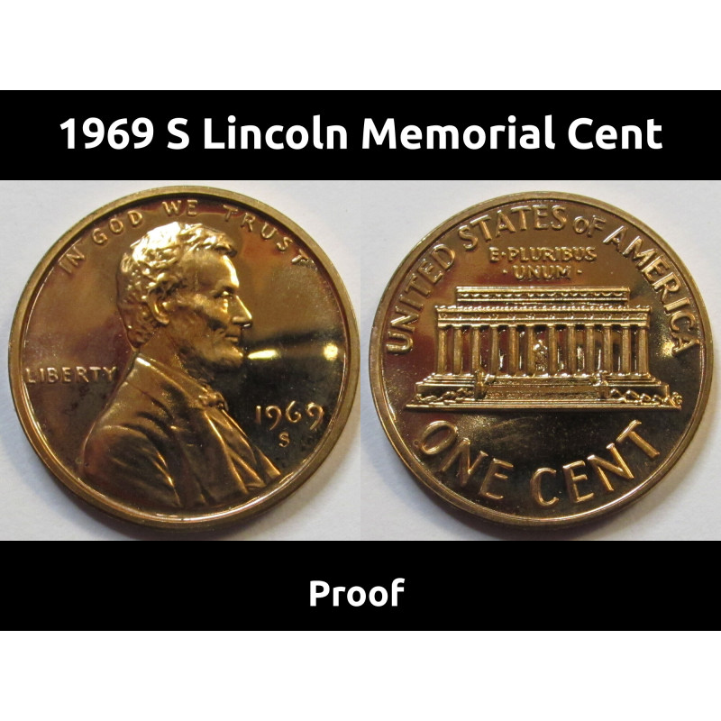 1969 S Lincoln Memorial Cent - flashy brilliant finish American proof penny