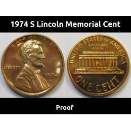 1974 S Lincoln Memorial Cent - flashy cameo American proof penny