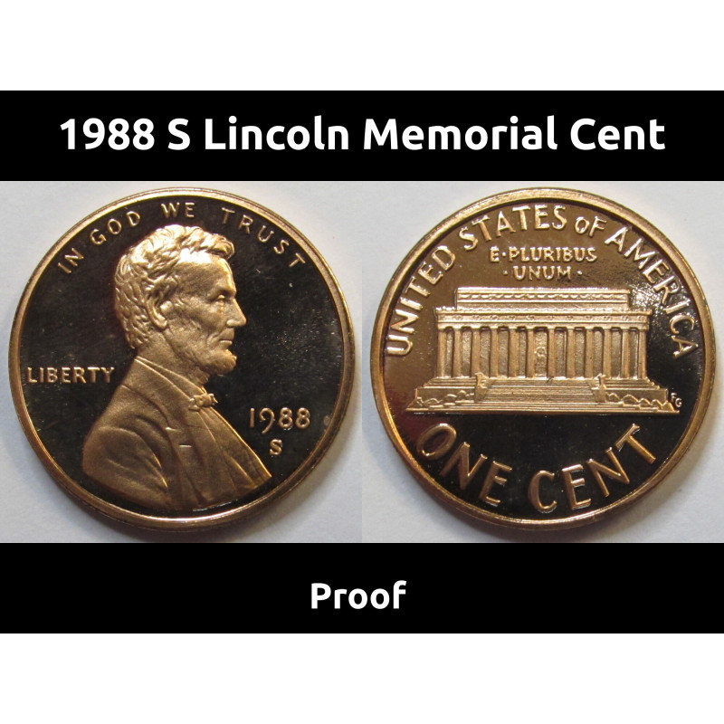 1988 S Lincoln Memorial Cent - flashy reflective American proof penny