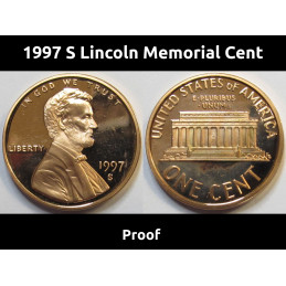 1997 S Lincoln Memorial Cent - flashy cameo American vintage proof coin