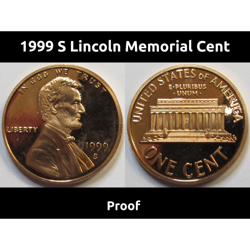 1999 S Lincoln Memorial Cent - deep cameo vintage American proof penny