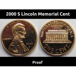 2000 S Lincoln Memorial Cent - deep cameo American vintage proof penny