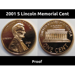 2001 S Lincoln Memorial Cent - reflective deep cameo American proof penny
