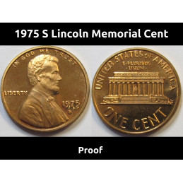 1975 S Lincoln Memorial Cent - flashy reflective American vintage proof coin
