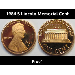 1984 S Lincoln Memorial Cent - deep cameo reflective American vintage proof coin