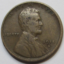 1915 S Lincoln Wheat Cent - early date San Francisco mintmark antique wheat penny