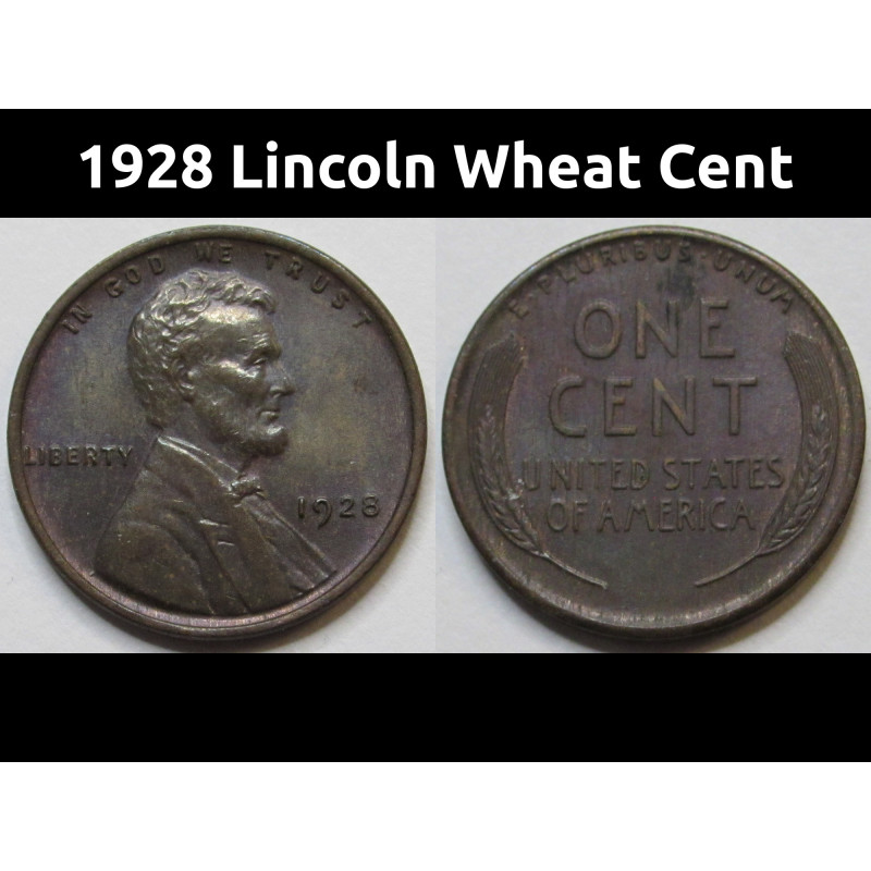 1928 Lincoln Wheat Cent - uncirculated roaring twenties era American wheat penny