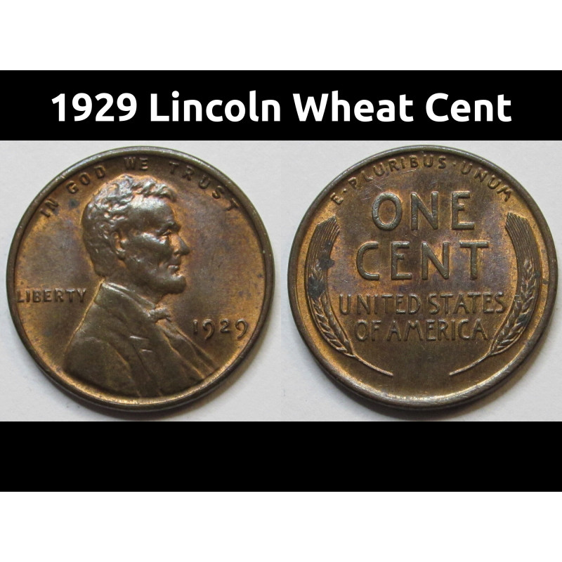 1929 Lincoln Wheat Cent - uncirculated antique American penny