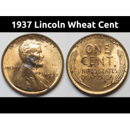 1937 Lincoln Wheat Cent - uncirculated American antique wheat penny