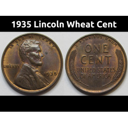 1935 Lincoln Wheat Cent - toned American wheat penny