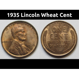 1935 Lincoln Wheat Cent - uncirculated American wheat penny from the Great Depression
