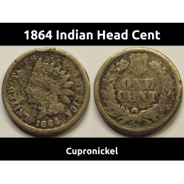 1864 Indian Head Cent - Cupronickel - antique American penny