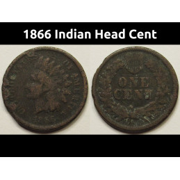 1866 Indian Head Cent - better date Reconstruction era American penny
