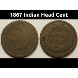 1867 Indian Head Cent - better date Reconstruction era antique American penny