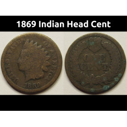 1869 Indian Head Cent - scarce issue American penny coin