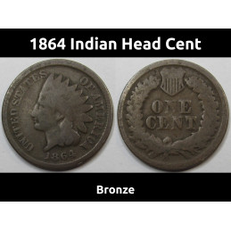 1864 Indian Head Cent - Bronze - Civil War era issue American penny