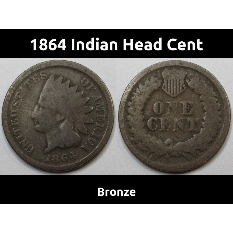 1864 Indian Head Cent - Bronze - Civil War era issue American penny
