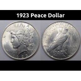 1923 Peace Dollar - uncirculated antique American silver dollar coin 