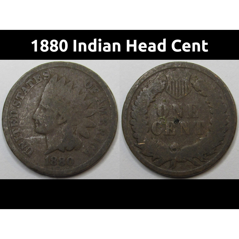 1880 Indian Head Cent - gilded age antique American penny