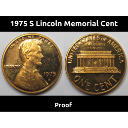 1975 S Lincoln Memorial Cent - proof vintage American penny
