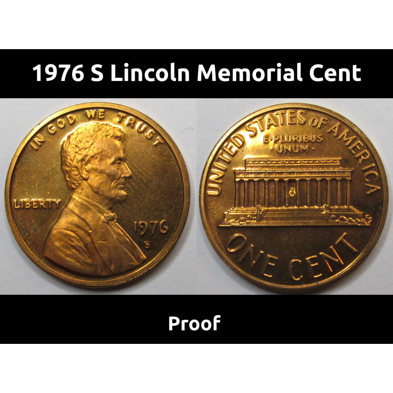 1976 S Lincoln Memorial Cent - proof vintage American penny