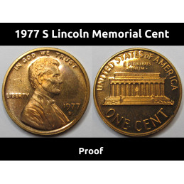 1977 S Lincoln Memorial Cent - vintage San Francisco proof penny