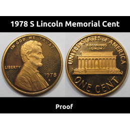 1978 S Lincoln Memorial Cent - vintage S mintmark proof penny