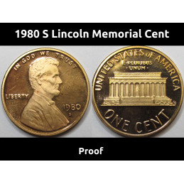 1980 S Lincoln Memorial Cent - vintage American proof penny