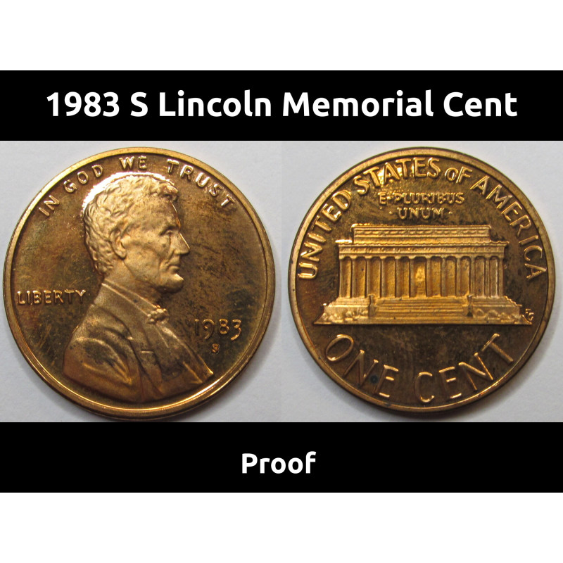 1983 S Lincoln Memorial Cent - vintage American proof penny coin