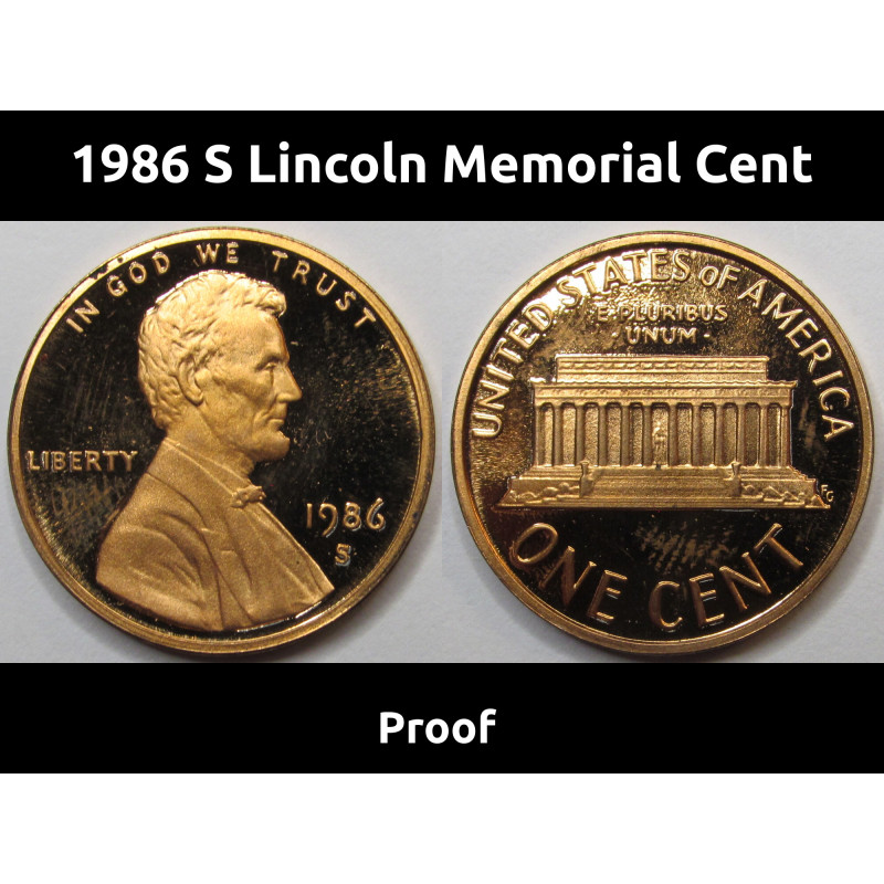1986 S Lincoln Memorial Cent - vintage San Francisco proof coin