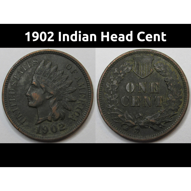 1902 Indian Head Cent - antique full Liberty American penny