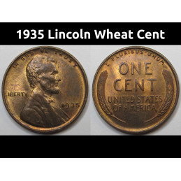 1935 Lincoln Wheat Cent - uncirculated antique American wheat penny
