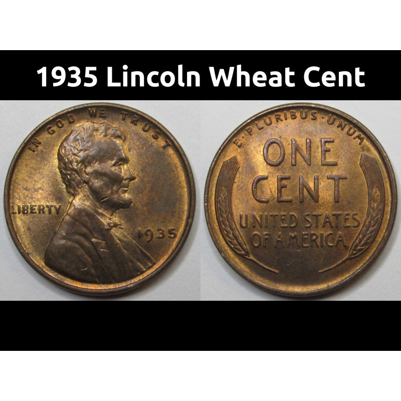 1935 Lincoln Wheat Cent - uncirculated antique American wheat penny