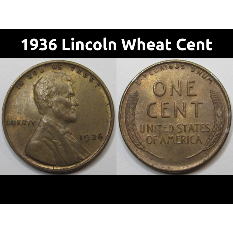 1936 Lincoln Wheat Cent - antique American wheat penny