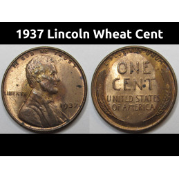 1937 Lincoln Wheat Cent - antique American wheat penny coin