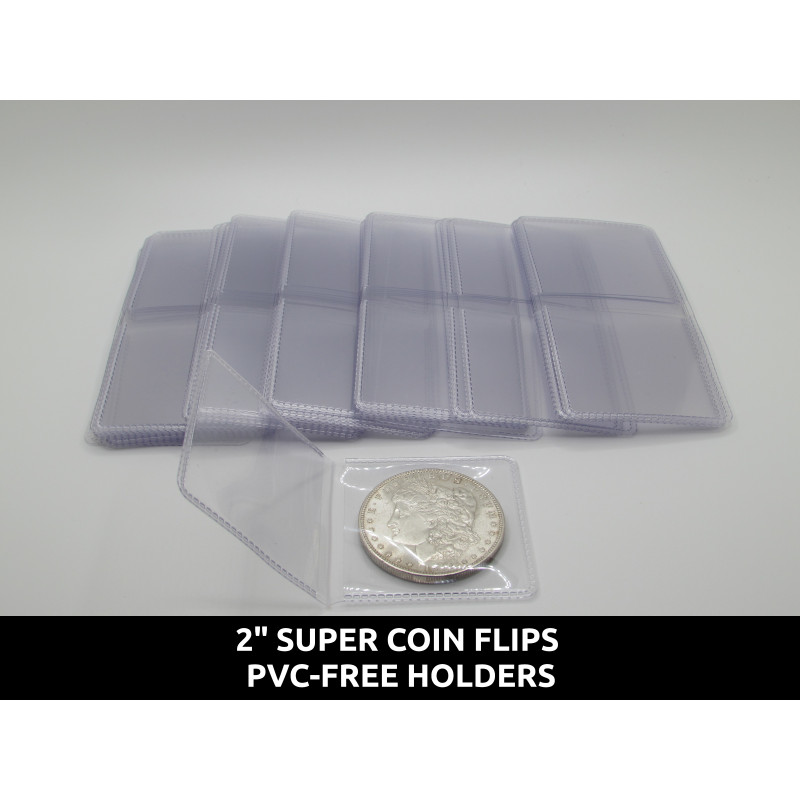 Plastic coin flips - 2x2" - Super Flips - PVC-free - choose quantity 25 / 50 / 100 / 200 / 500 / 1000