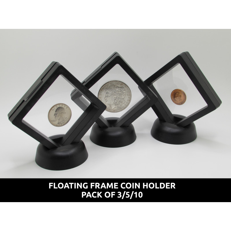 Floating Frame Coin Holders - black - choose quantity 3 / 5 / 10